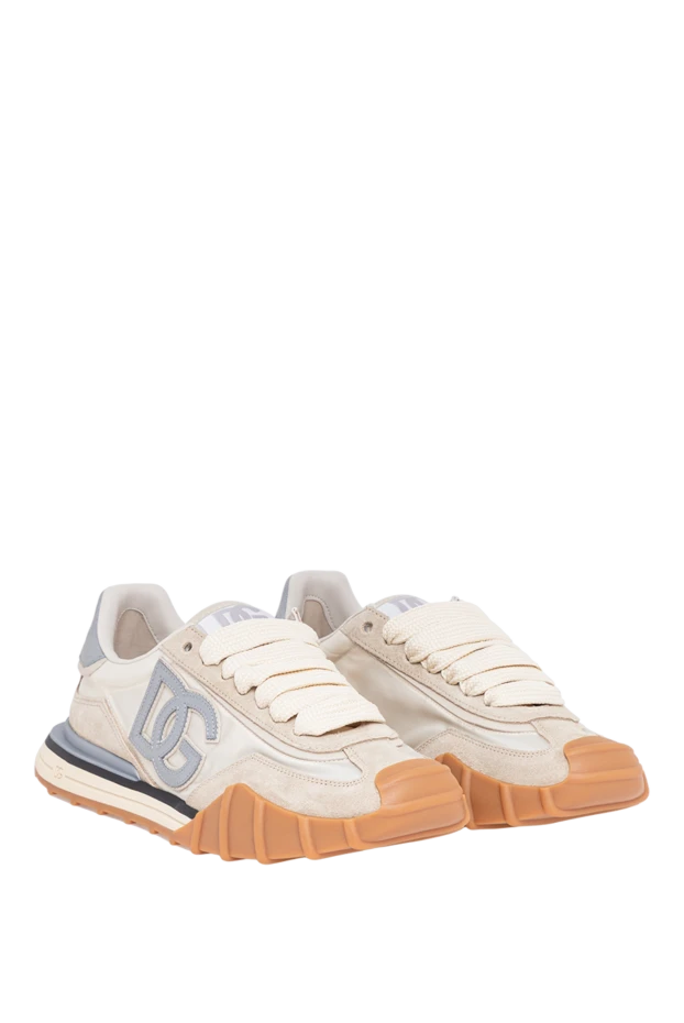 Dolce & Gabbana текстильні кросівки dg athletic бежевого кольору 194499 - фото 3