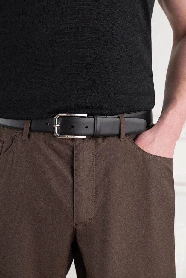 A.Testoni charcoal black matte leather belt with original hexagonal buckle 194502 - photo 2