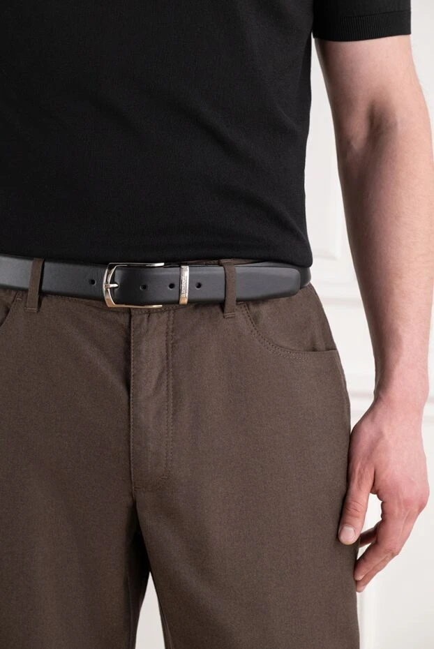 A.Testoni black leather belt with a narrow rectangular buckle 194503 - photo 2
