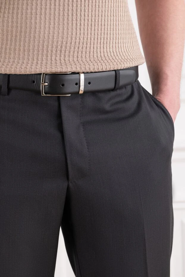 A.Testoni black leather belt with a simple rectangular buckle with rounded corners 194505 - photo 2