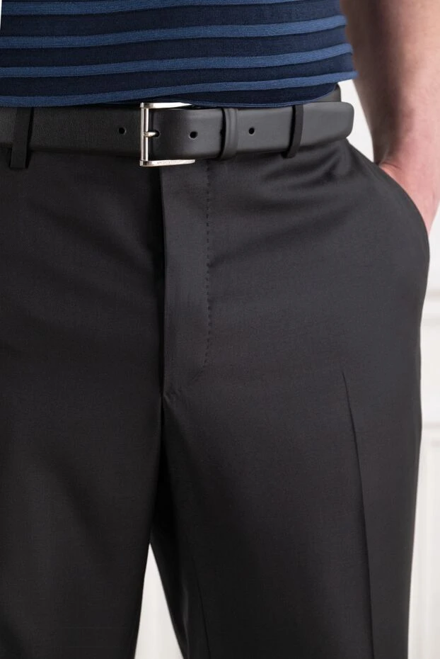 A.Testoni a strict matte belt with a rectangular metal buckle and a leather belt loop 194507 - photo 3