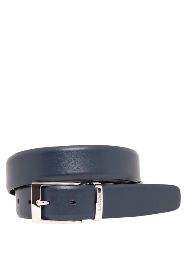 A.Testoni благородний темно-синій ремінь із матової шкіри з прямокутною пряжкою 194517 - фото 1
