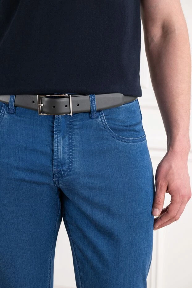 A.Testoni black leather belt with a thin rectangular buckle 194522 - photo 2