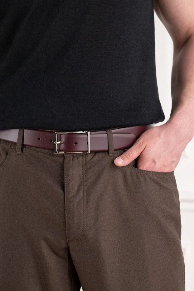 A.Testoni a burgundy matte belt with an open rectangular clasp and a laconic silhouette 194530 - photo 3
