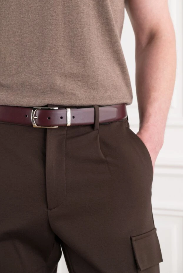 A.Testoni luxurious burgundy smooth leather belt with metal buckle 194531 - photo 2