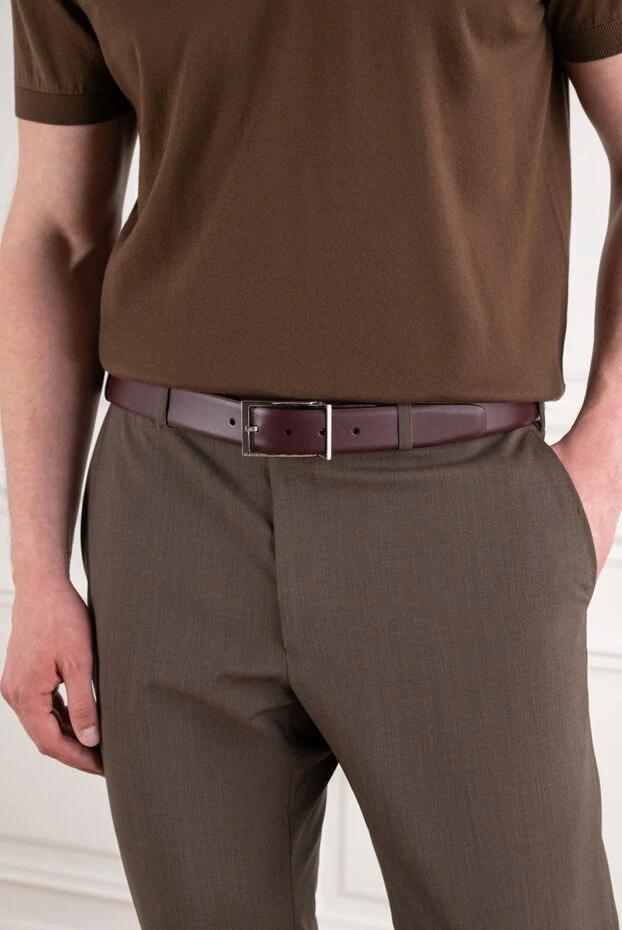 A.Testoni burgundy leather belt with a rectangular buckle 194533 - photo 2