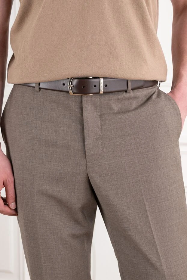 A.Testoni classic dark brown men's leather belt 194535 - photo 2