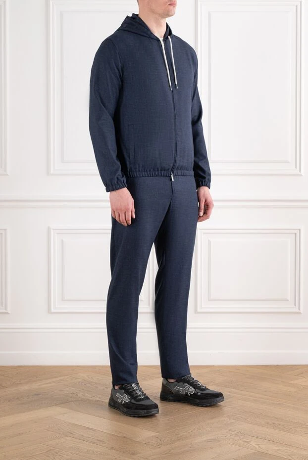 Tombolini blue walking suit made of natural wool with a drawstring hood 194588 - photo 3