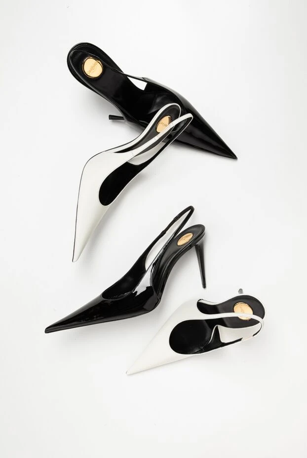 Saint Laurent black patent leather slingback shoes with a pointed toe and a thin stiletto heel 194590 - photo 2
