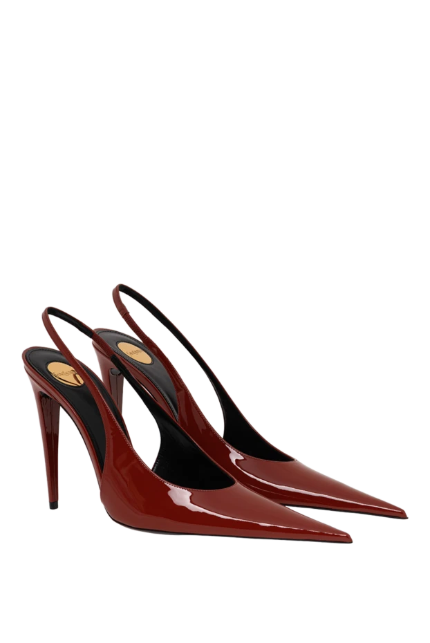 Saint Laurent красные туфли-лодочки guermantes с открытой пяткой из лакированной кожи 194591 - фото 3