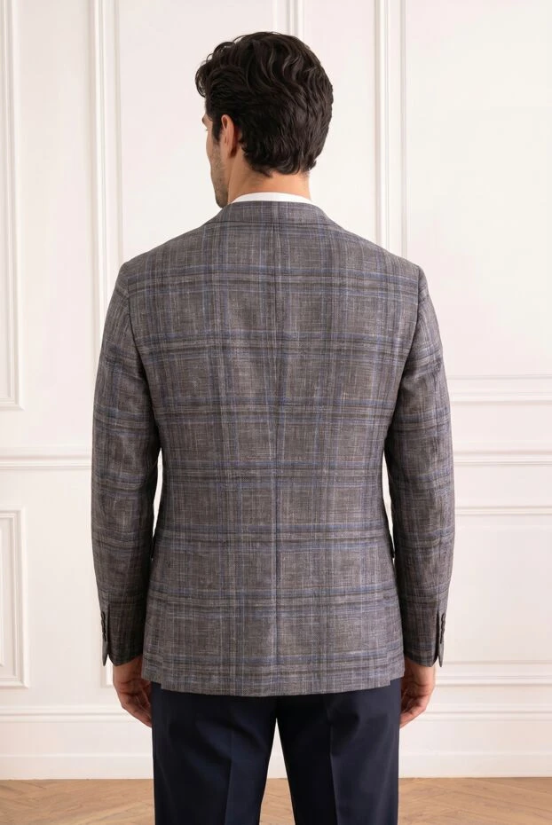 Sartoria Latorre glen men's grey blue check blazer with patch flaps 194605 - photo 3