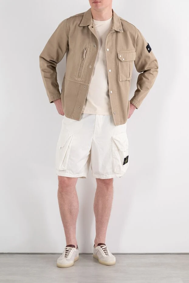 Stone Island бежевая куртка-овершот с асимметричными карманами 194628 - фото 2