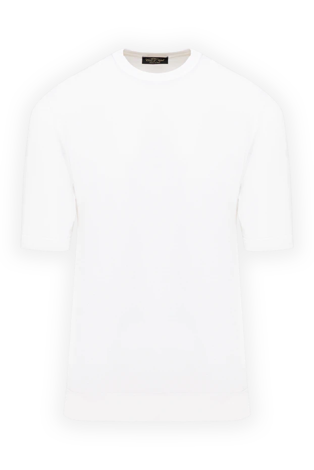 Cesare di Napoli snow-white lightweight men's short-sleeved jumper made of cotton and silk 194643 - photo 1