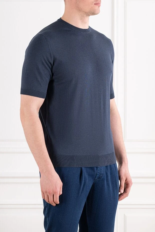 Cesare di Napoli men's dark blue silk and cotton jumper 194647 - photo 3