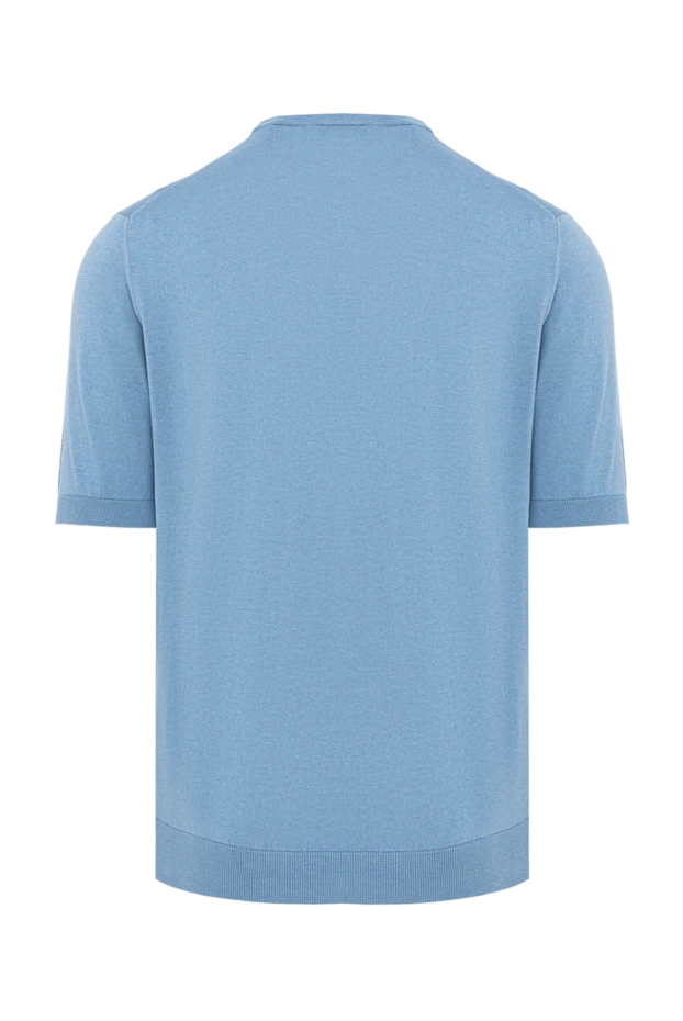 Cesare di Napoli light blue men's lightweight short sleeve jumper made of cotton and silk 194648 - photo 2
