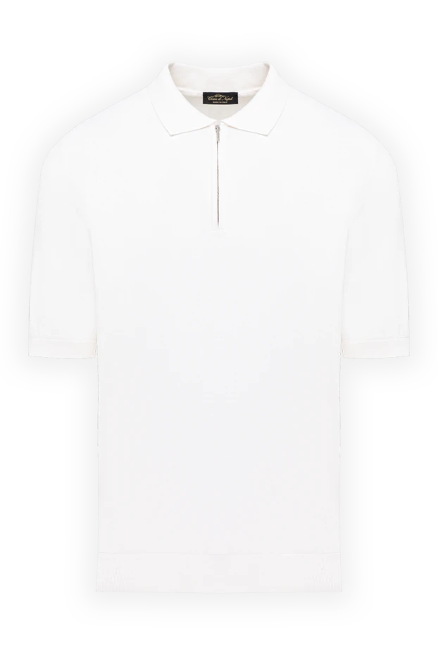 Cesare di Napoli snow-white cotton and silk jersey polo with a zipper 194650 - photo 1