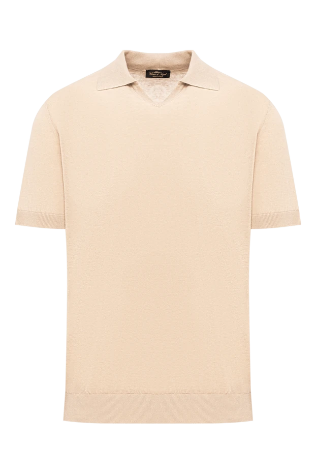 Cesare di Napoli sand-beige knitted linen and cotton polo shirt without buttons 194660 - photo 1
