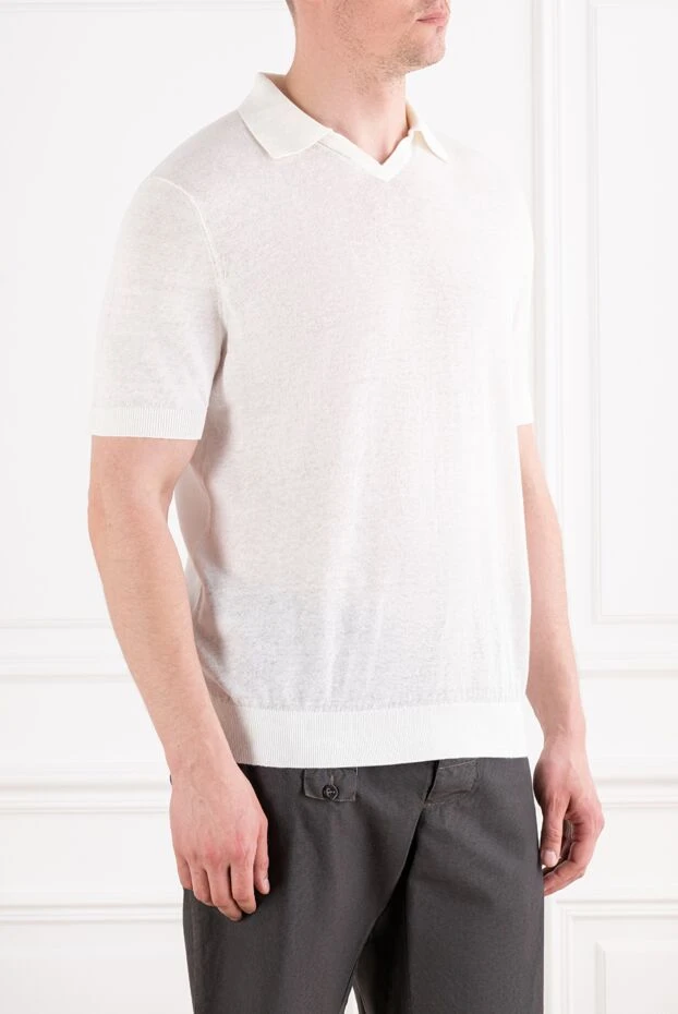 Cesare di Napoli white knitted polo shirt with a v-neck 194661 - photo 3