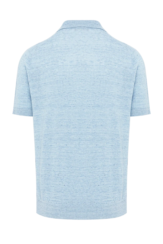 Cesare di Napoli blue linen and cotton jersey polo shirt without buttons 194668 - photo 2