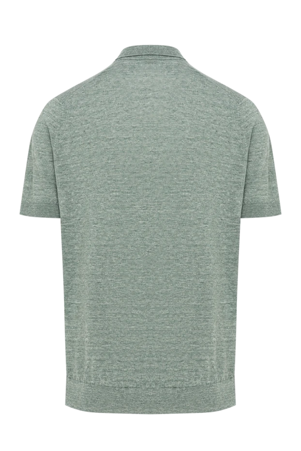 Cesare di Napoli sage green linen and cotton knit polo shirt with no buttons 194670 - photo 2