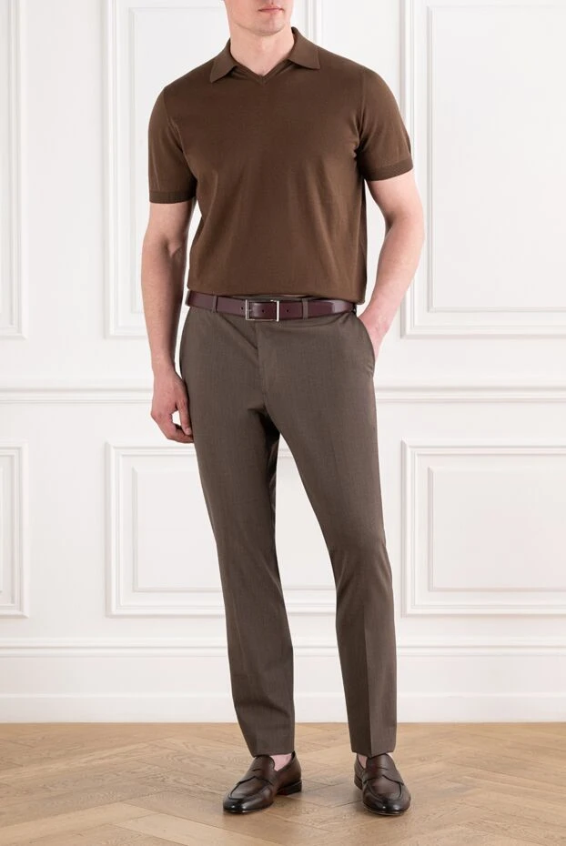 Cesare di Napoli chocolate brown cotton jersey polo shirt without buttons 194675 - photo 2