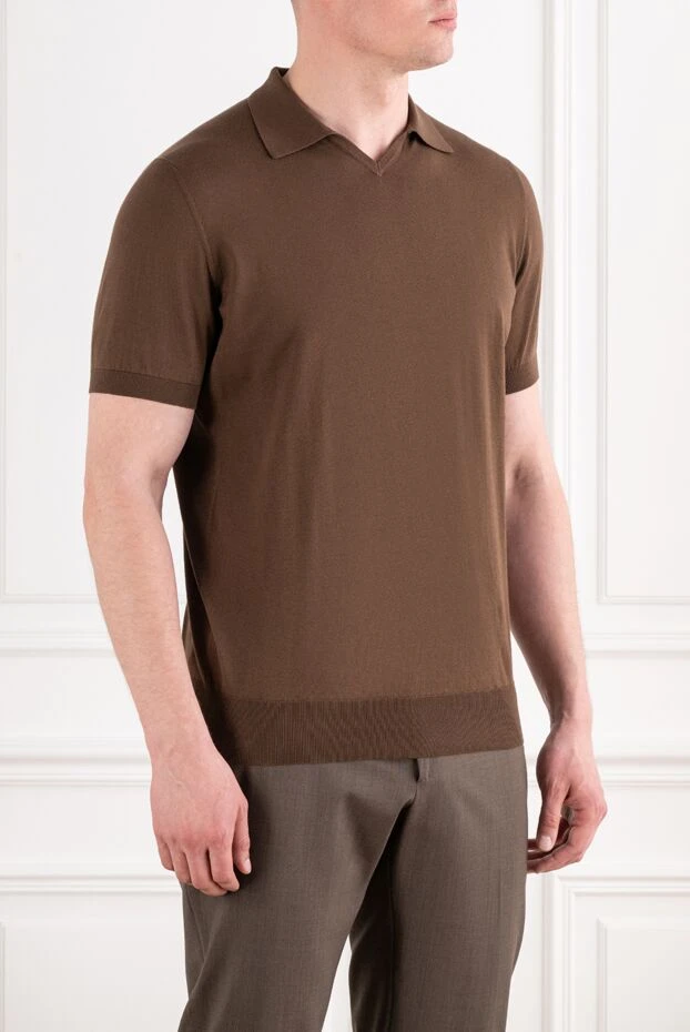 Cesare di Napoli chocolate brown cotton jersey polo shirt without buttons 194675 - photo 3