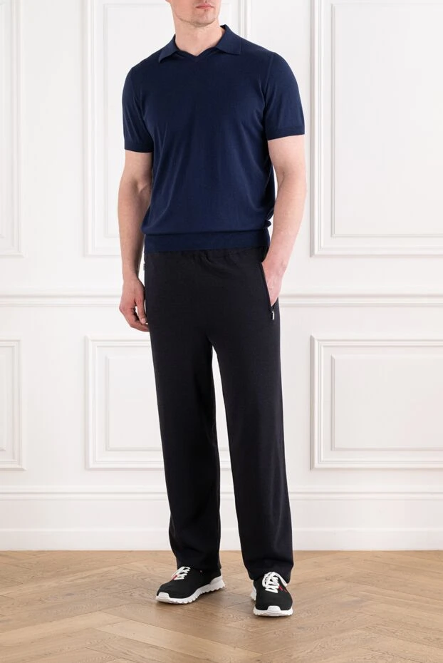 Cesare di Napoli dark blue knit polo shirt with short sleeves and no fastening 194677 - photo 3