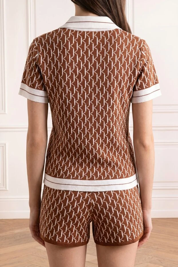 Kiton brown knit polo and shorts suit with geometric print 194711 - photo 2
