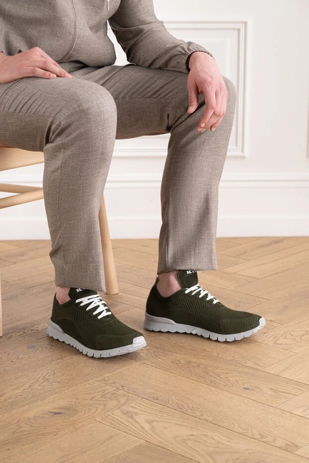 Kiton khaki knit sneakers with an ultra-light contrast sole 194718 - photo 2