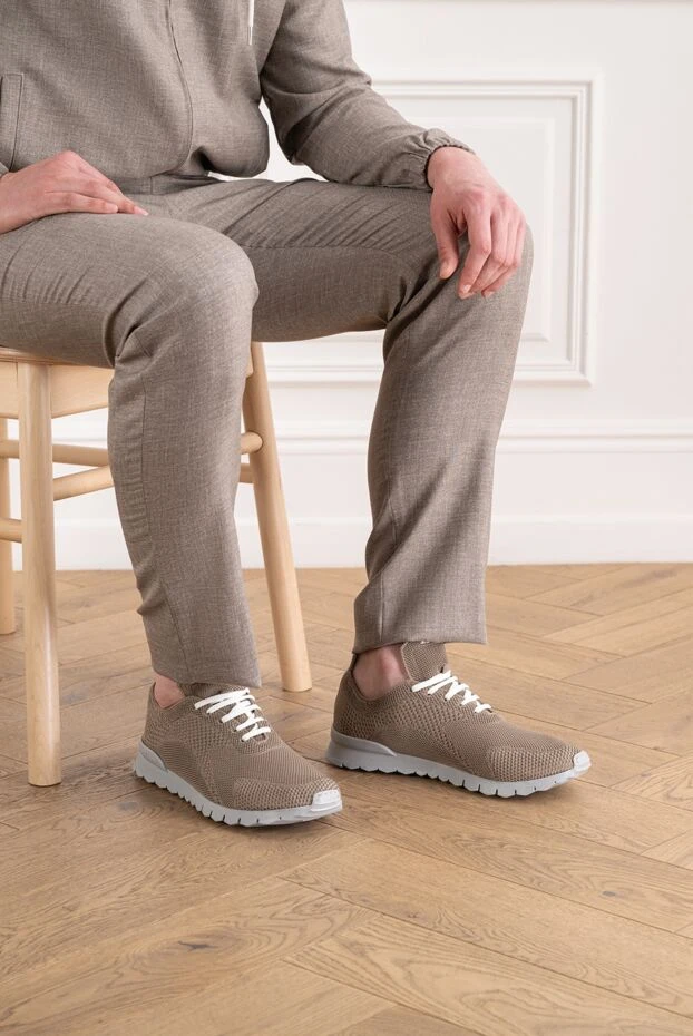 Kiton coffee-beige knit sneakers with a segmented sole 194721 - photo 2