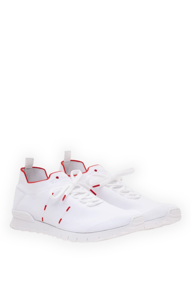 Kiton white textile sock sneakers with red piping and decorative stitching 194725 - photo 3