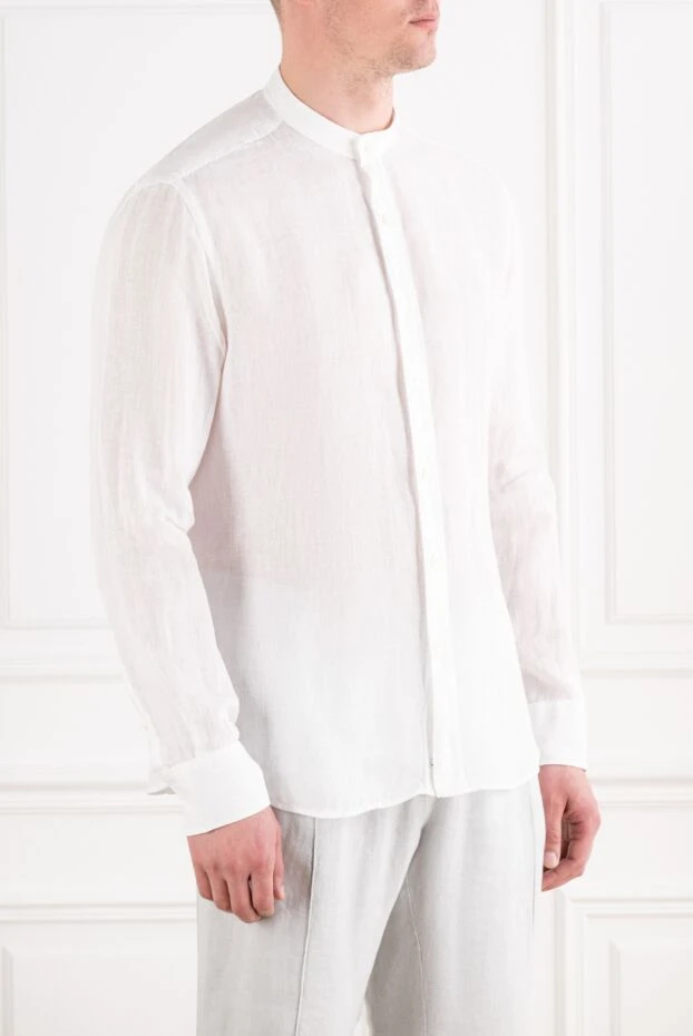 Alessandro Gherardi men's white linen shirt with a stand-up collar 194736 - photo 3