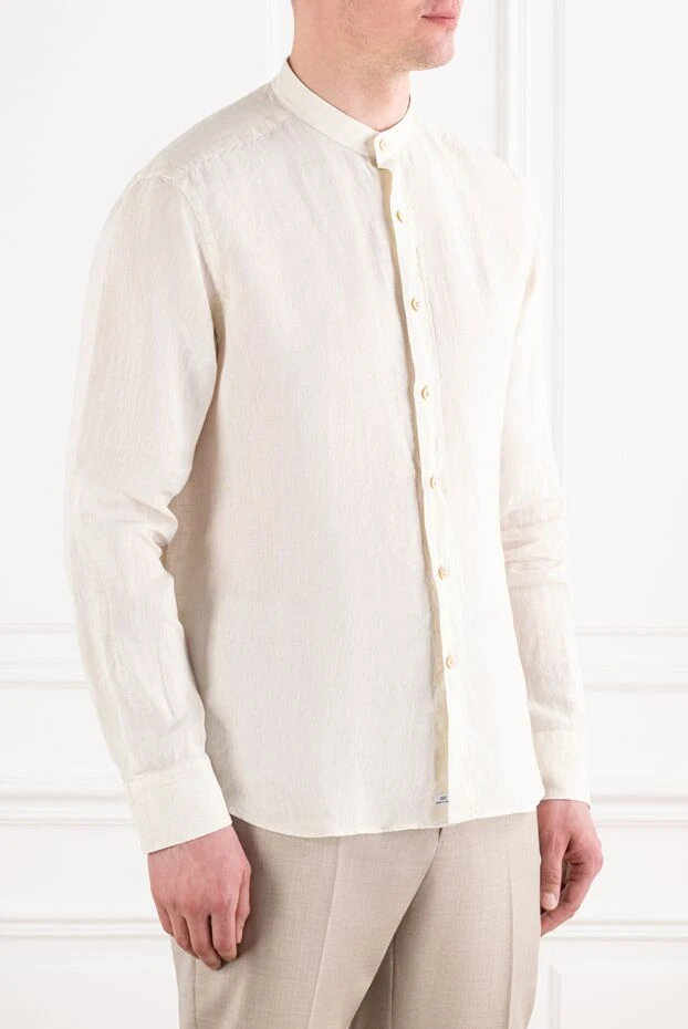 Alessandro Gherardi men's cream linen shirt with a stand-up collar 194741 - photo 3