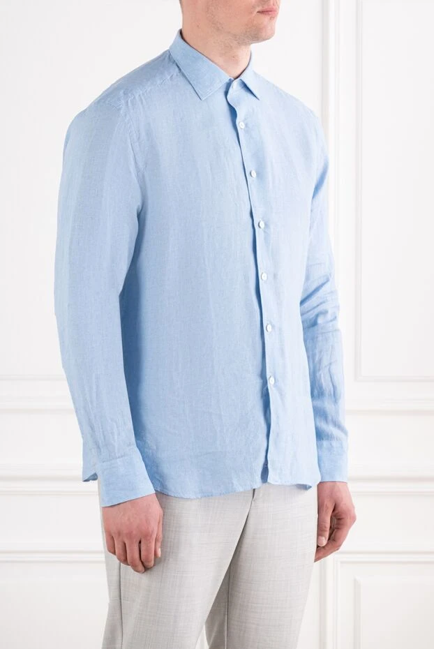 Alessandro Gherardi men's light blue linen shirt with a classic fit 194743 - photo 3