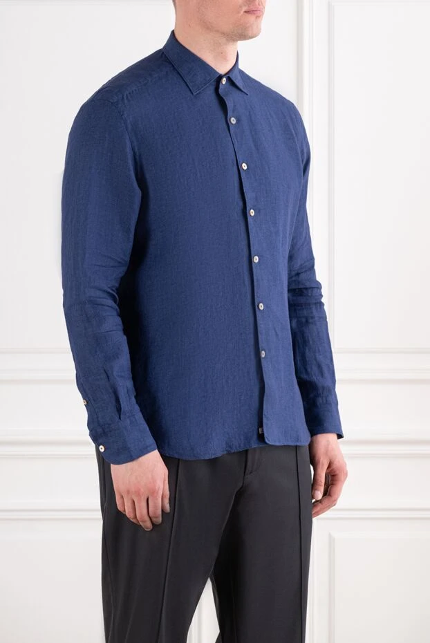 Alessandro Gherardi men's blue linen shirt with a classic collar 194753 - photo 3