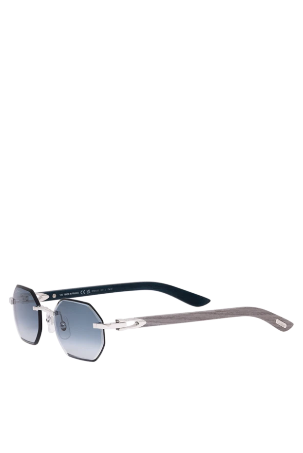 Cartier солнцезащитные очки геометрической формы без оправы с серыми деревянными дужками 194764 - фото 3