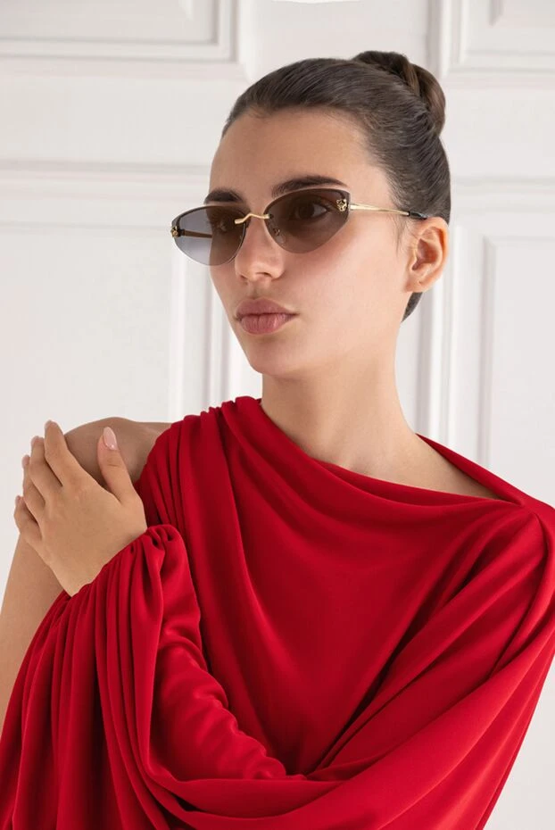 Cartier сонцезахисні окуляри котяче око з мініатюрними золотими пантерами на лінзах 194765 - фото 2