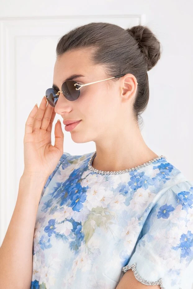 Cartier gold rimless oval sunglasses with blue gradient lenses and pattern 194800 - photo 2