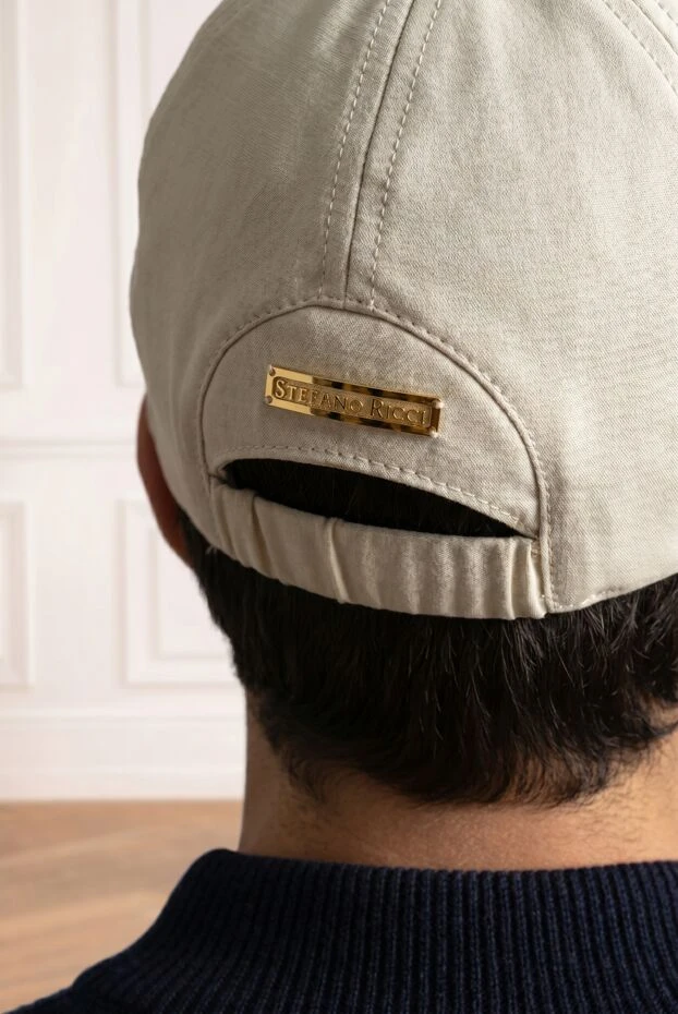 Stefano Ricci light beige melange baseball cap with a gold metal rivet 194815 - photo 2