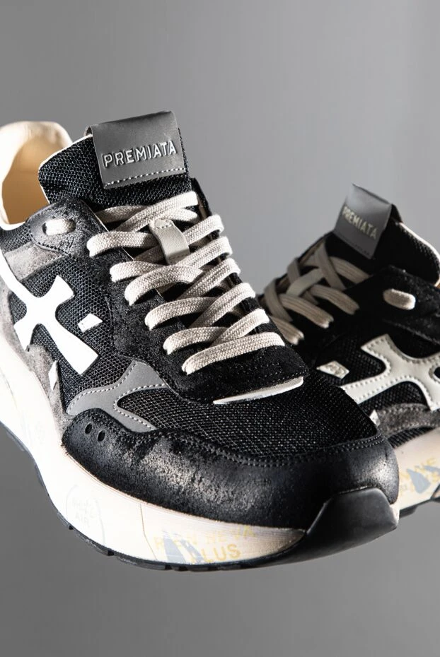 Premiata men's black combo sneakers with contrasting details 194821 - photo 2
