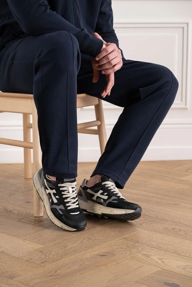 Premiata men's black combo sneakers with contrasting details 194821 - photo 3