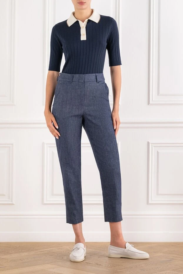 Cappellini women's dark gray tapered trousers made of melange fabric 194823 - photo 2
