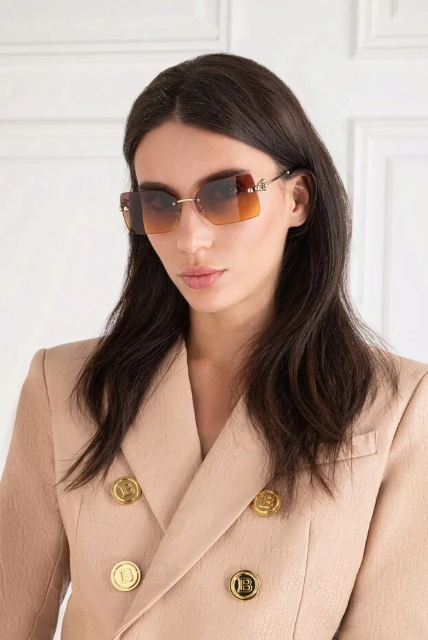 Tiffany&Co великі безправні сонцезахисні окуляри геометричної форми з медовим градієнтом 194852 - фото 2