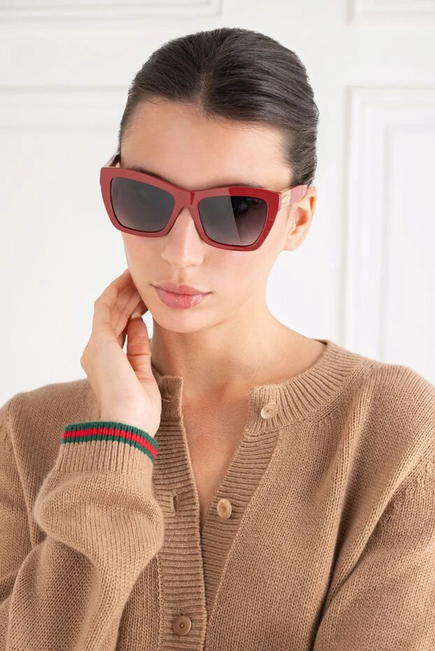 Jimmy Choo large burgundy cat-eye glasses with gold accents 194860 - photo 2