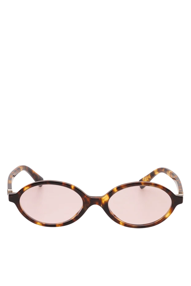 Miu Miu солнцезащитные овальные черепаховые очки с нежно-розовыми линзами и логотипом 194867 - фото 1