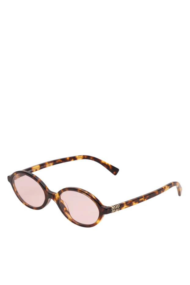 Miu Miu солнцезащитные овальные черепаховые очки с нежно-розовыми линзами и логотипом 194867 - фото 3