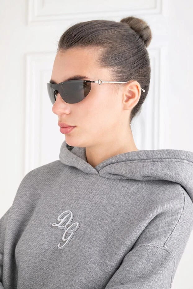 Rimless mask-style glasses with steel temples and a black mono-lens - photo 2
