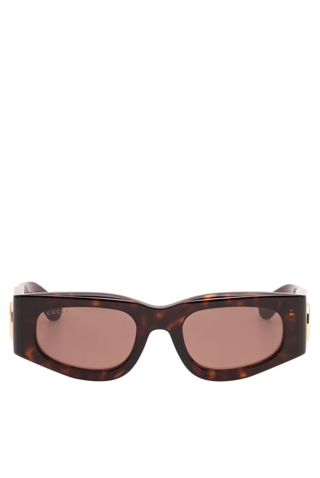 Gucci rectangular tortoiseshell sunglasses with contrasting burgundy temples and gold logo 194897 - photo 1