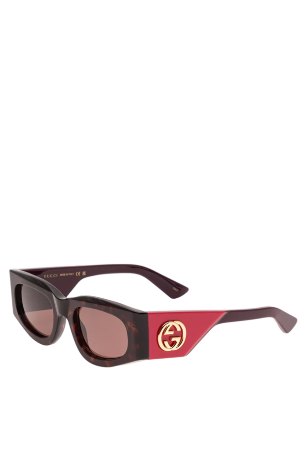 Gucci rectangular tortoiseshell sunglasses with contrasting burgundy temples and gold logo 194897 - photo 3