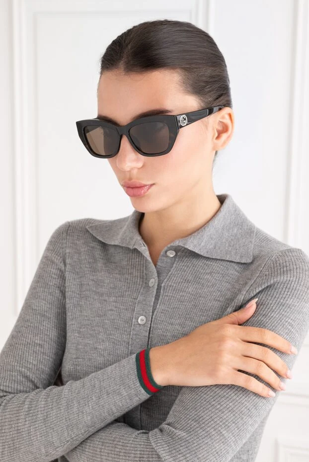 Gucci oversized tortoiseshell cat eye sunglasses with a sophisticated gradient and gold monogram 194910 - photo 2